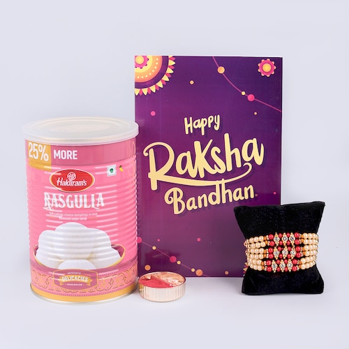 Buy Set Of 3 Designer Rakhi With Sweets