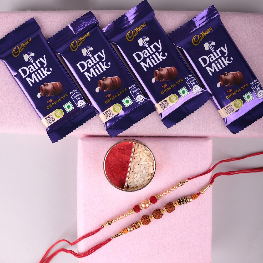 Set Of 2 Rakhi With Cadbury Dairy Milk Chocolate | Winni.in