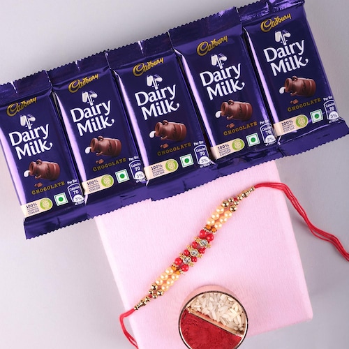 Buy Pearl Rakhi With Cadbury Dairy Milk Chocolate
