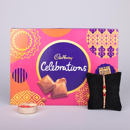 Buy Velvet Pearl Rakhi N Cadbury Celebrations Chocolate