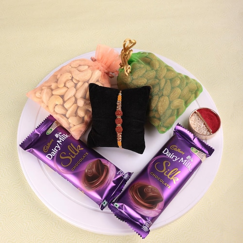Buy Beautiful Beads Rakhis With Chocolate Dry Fruits Combo