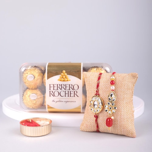 Buy Beads Bhaiya Bhabhi Rakhi With Ferrero Rocher 16 pcs