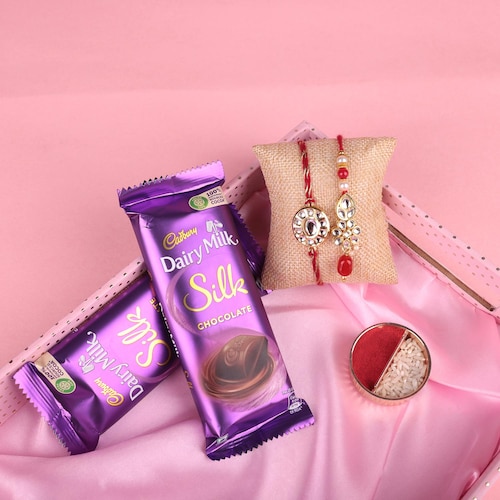 Buy Bhaiya Bhabhi Rakhi With Cadbury Silk Chocolate Combo