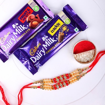 Set Of 2 Mix Beads Rakhi With Chocolate