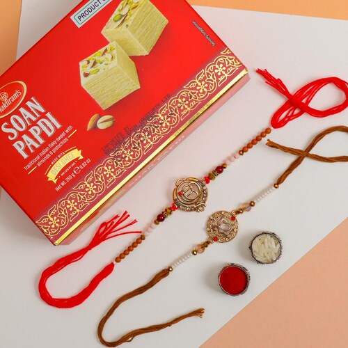 Buy Two Punjabi Style Rakhi With Soan Papdi