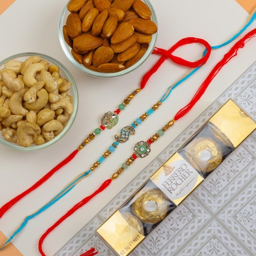 Buy 3 Designer Rakhi Hamper