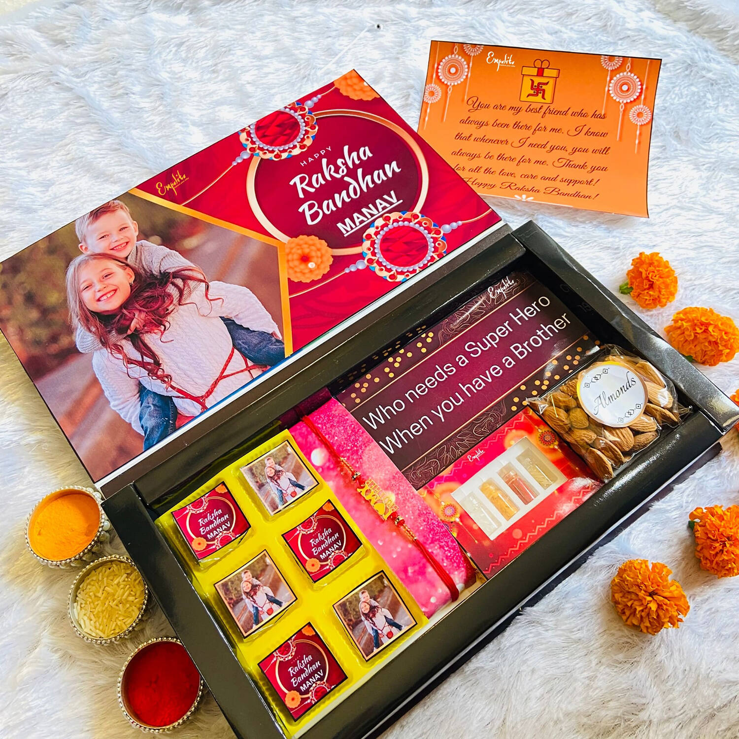 Personalised Rakhi Gifts for Brother Raksha Bandhan Premium Gift Box –  Nutcase