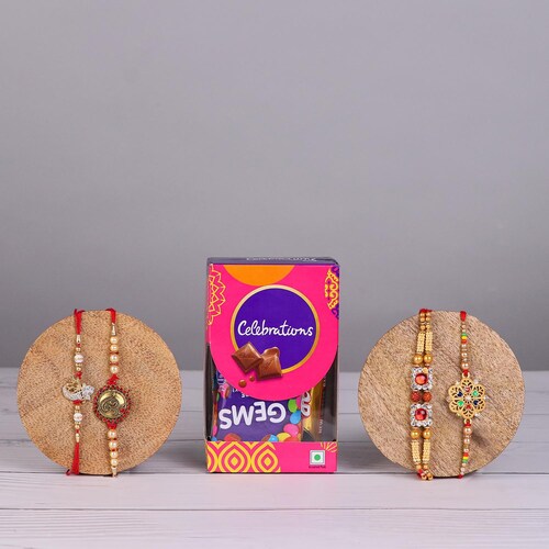 Buy Set Of 4 Designer Rakhi With Gems