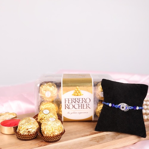 Buy Evil Eye Rakhi With Ferrero Combo