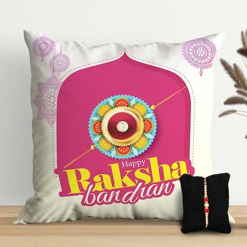Buy Happy Raksha Bandhan Cushion With Rakhi Combo