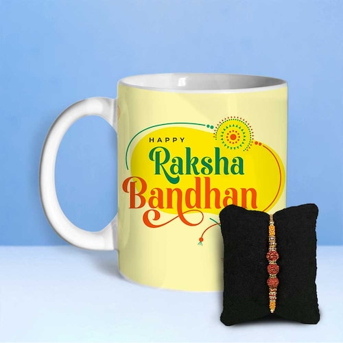 Buy Raksha Bandhan Mug With Rudraksha Beads Rakhi
