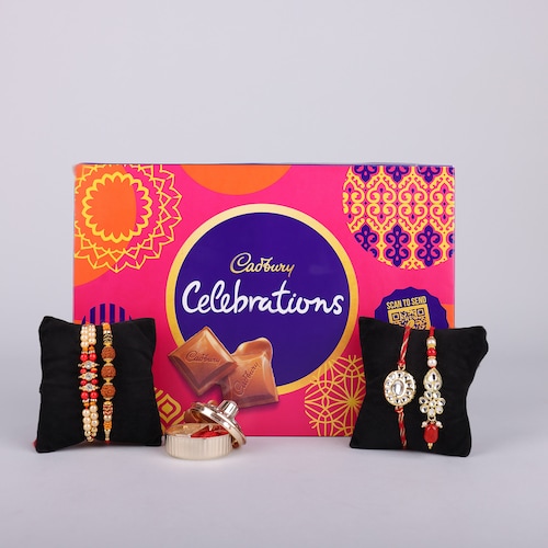 Buy Set Of 2 And Couple Rakhi With Cadbury Celebrations Box