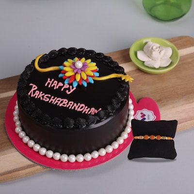 Chocolate Rakshbandhan Cake With Rakhi