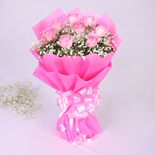 Buy 8 Pink Roses Bouquet