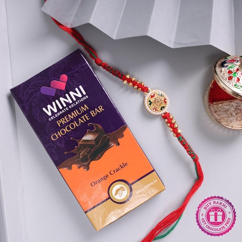Buy Meenakari Rakhi With Winni Premium Chocolate Bar