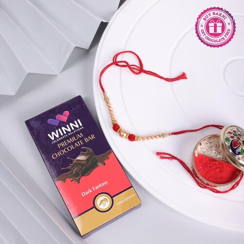 Buy Single Pearl Thread Rakhi With Dark Fantasy Chocolate Bar