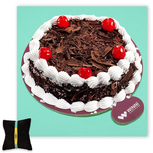 Buy Black Forest Cake With Pearl Rakhi
