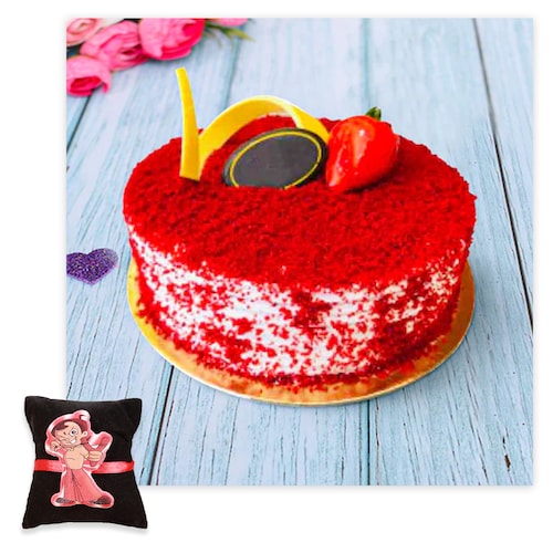 Buy Red Velvet Cake With Chota Bheem Rakhi