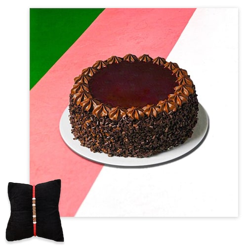 Buy Chocolate Truffle Cake With Red Beads Rakhi