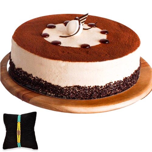 Buy Popular Tiramisu Cake With Blue And Yellow Rakhi