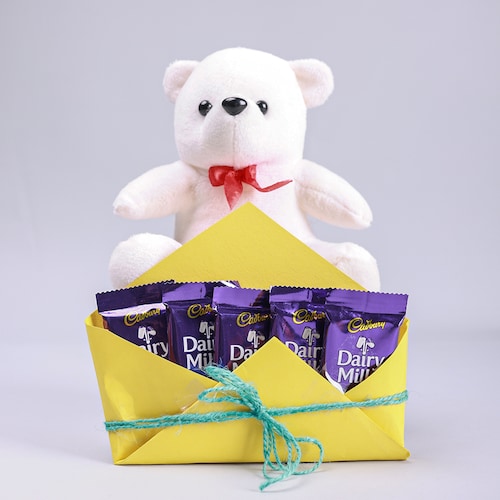 Buy 5 Dairy Milk Chocolates With 6 Inch Teddy Bear