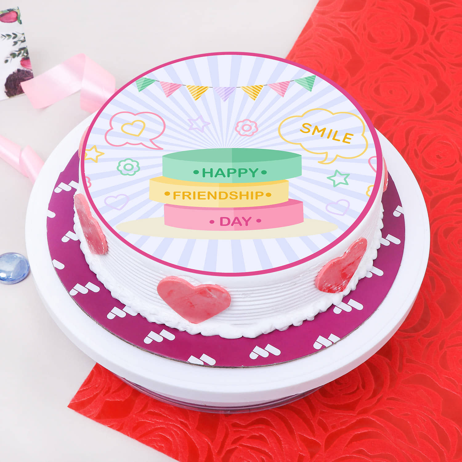Creamy Creations - Anniversary Cake... Special Bond.. Commitment for whole  life.. Friendship.. Love... Celebration of Togetherness... Family Time..  Order cake.. Delivered.. Kiwi Gulkand with Glass Effect... Roses... Baking  ur Ideas... | Facebook