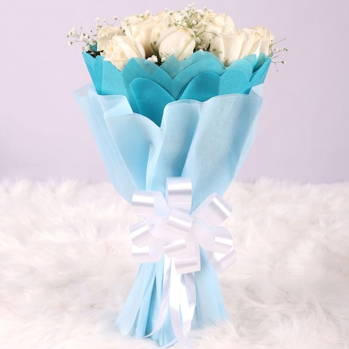 Buy Serene White Roses Bouquet