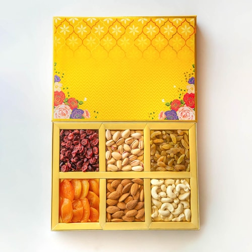 Buy Delectable Dry Fruits in Beautiful Floral Gift Box