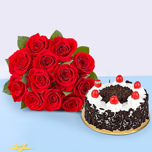 Buy Black Forest With Roses Combo