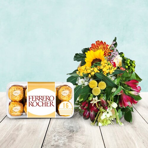 Buy Mixed Flowers With Ferrero Rocher Combo