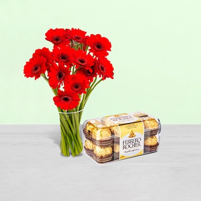 Gerberas With Ferrero Combo
