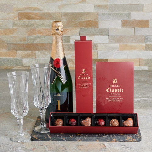 Buy Classic Chocolate With Champagne Basket