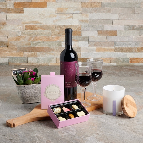 Buy Classy Wine With Chocolate For 2 Gift Basket