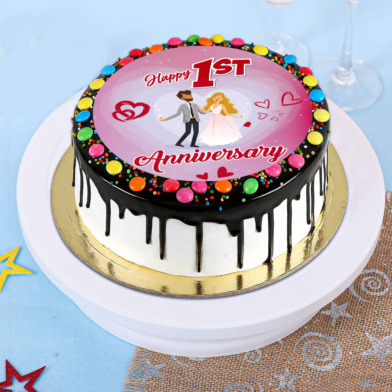 Wedding Anniversary - 11 years of Bliss - Decorated Cake - CakesDecor