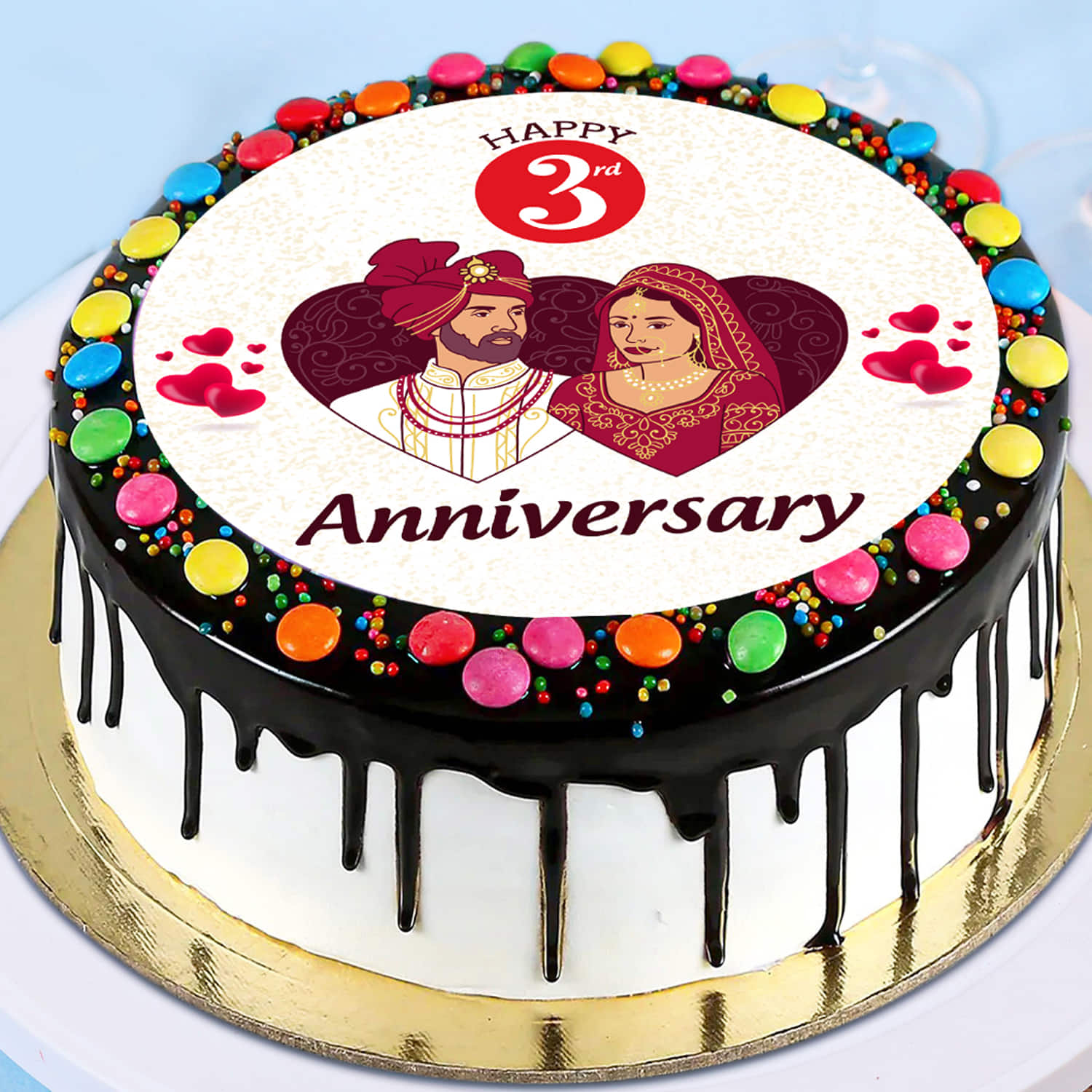 Anniversary Cake With Photo - 3 Story Round Photo Cake | Anniversary cake  with photo, Photo cake, Marriage anniversary cake