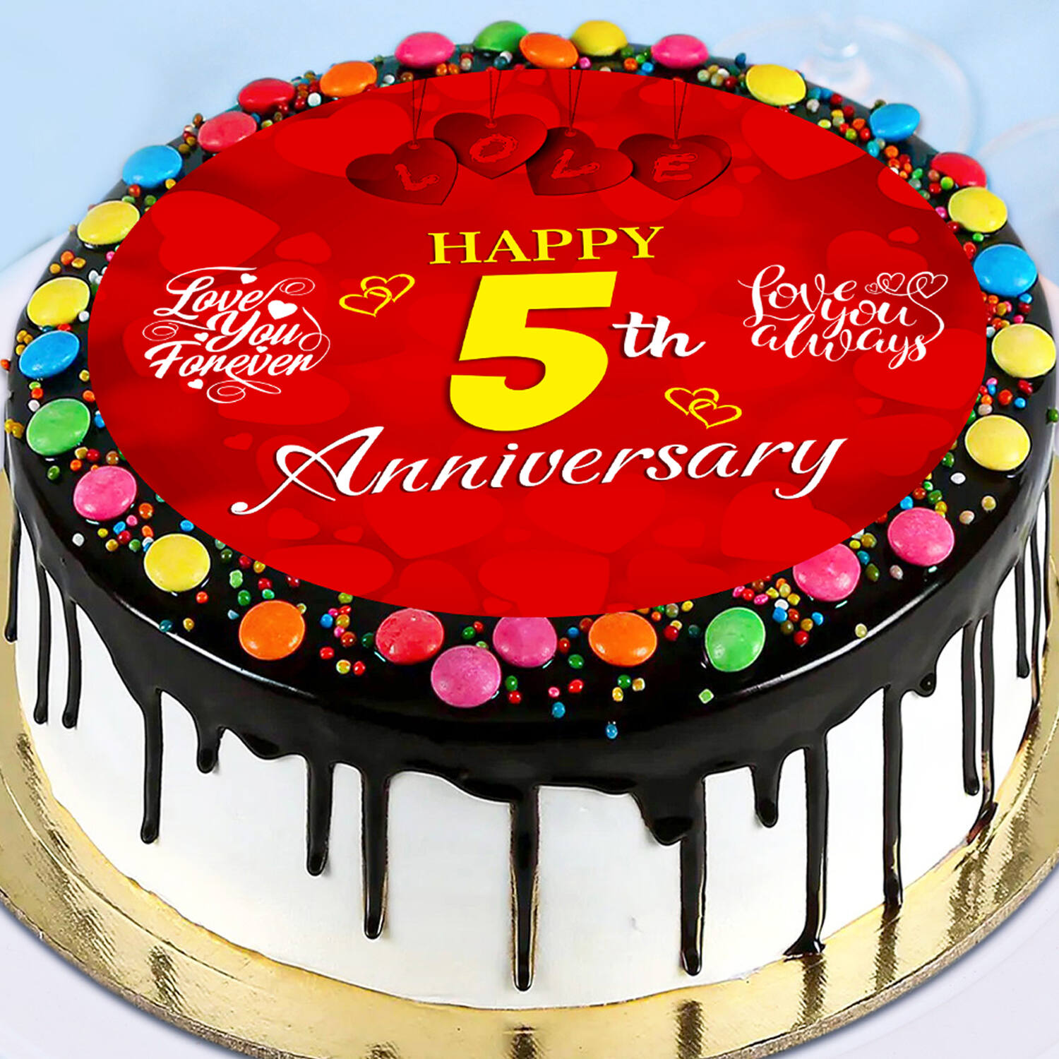 Create Online 5th Anniversary Cake With Name