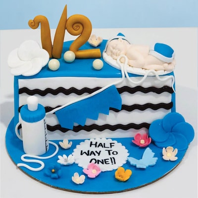 Baby Blue Half Birthday Cake
