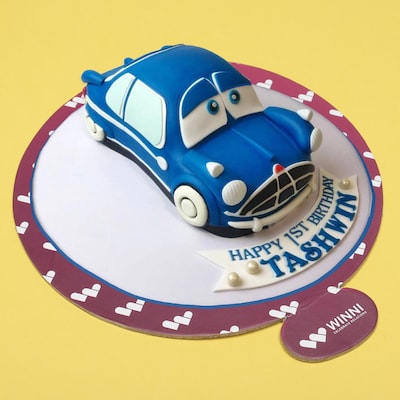 Blue Herbie Car Theme Cake