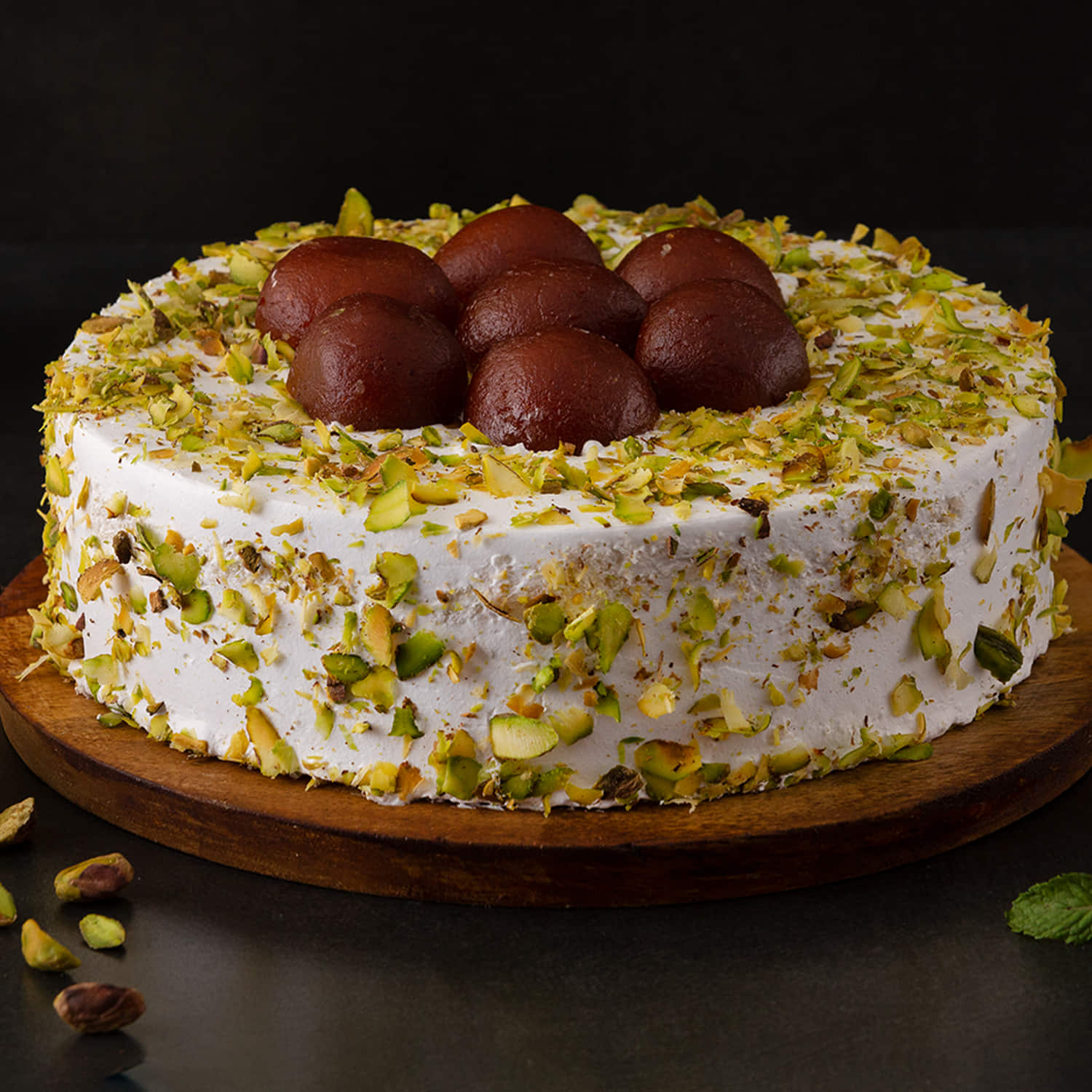 Send cake with pista and gulab jamun topping online by GiftJaipur in  Rajasthan