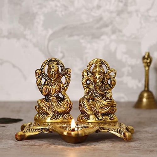 Buy Golden Goddess Laxmi With Lord Ganesha Idol