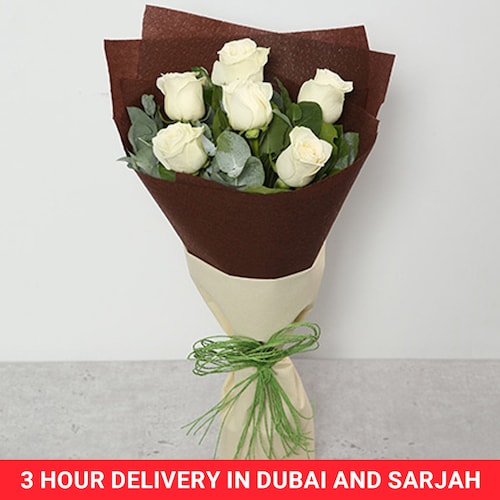 Buy Charming White Roses Bouquet