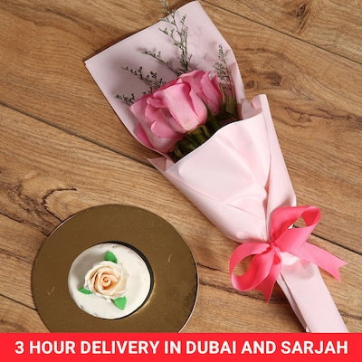 Pink Roses Limonium Bouquet