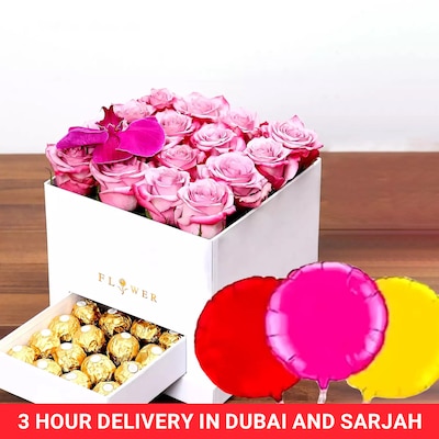 Pinkish Charm Box With Balloons