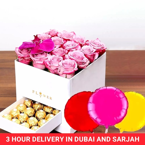 Buy Pinkish Charm Box With Balloons