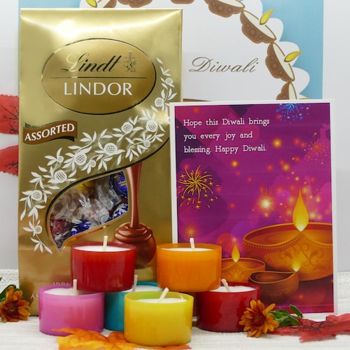 Buy Colorful Diya With Lindt Choco