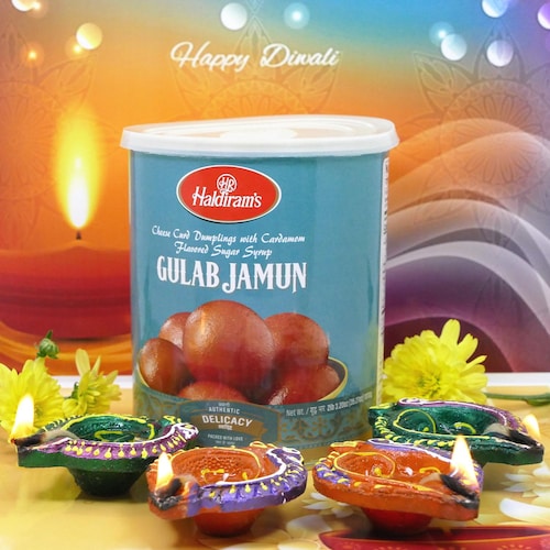 Buy Clay Diya With Gulab Jamun