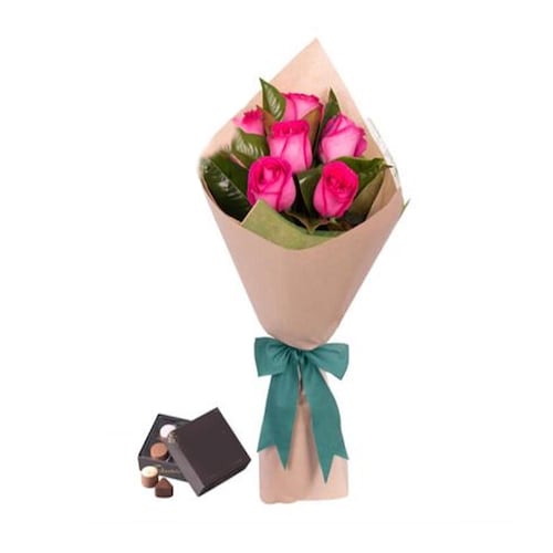 Buy Pink Roses And Chocolates