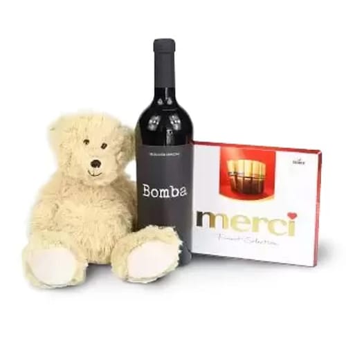 Buy Teddy bear And Wine Combo
