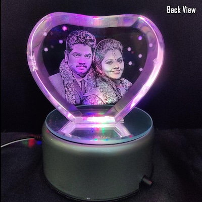 Personalised Heart Shaped Crystal Tabletop