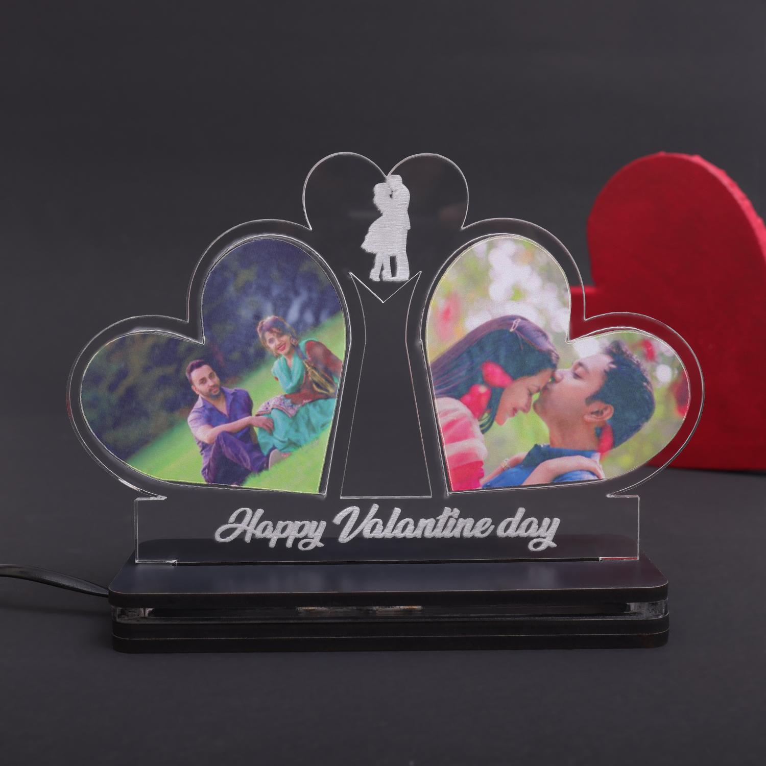 Amazon.com: Fadace Personalized 3D Illusion Night Light Custom Name Lamp  with Photo Customized LED Heart Acrylic Picture Plaque Wood Engraved Stand  for Her Couples Lover Valentine's Day Gift Room Decor : Home